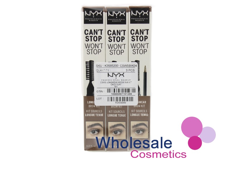 6 x NYX Can't Stop Won't Stop Longwear Brow Kit - 04 CHOCOLATE
