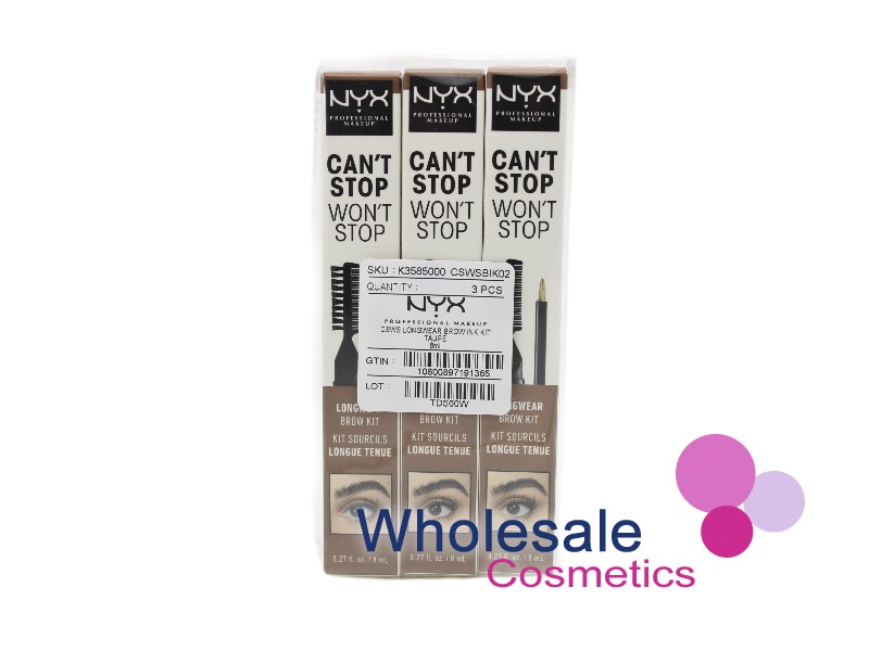 6 x NYX Can't Stop Won't Stop Longwear Brow Kit - 02 TAUPE