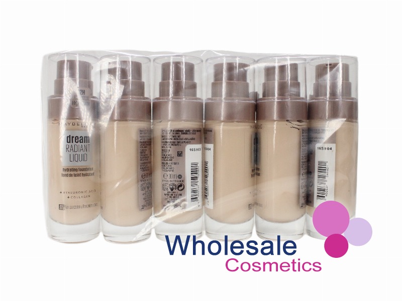 6 x Maybelline Dream Radiant Liquid Foundation + Hydrating Serum - .05 FAIR PORCELAIN