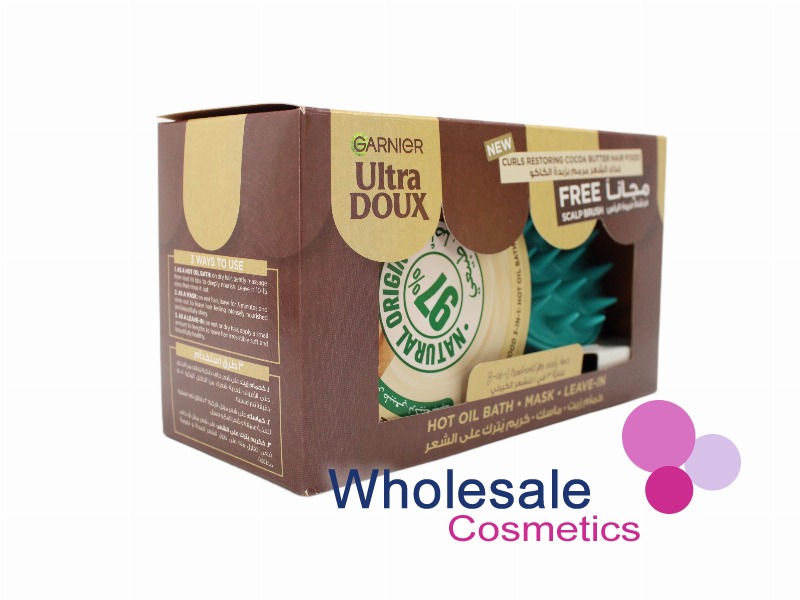 8 x Garnier Ultra Doux 3 in 1 Curls Restoring Hair Food - COCOA BUTTER + FREE SCALP BRUSH