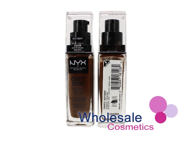 6 x NYX Professional Can't Stop Won't Stop Foundation Full Coverage - 25 DEEP EBONY
