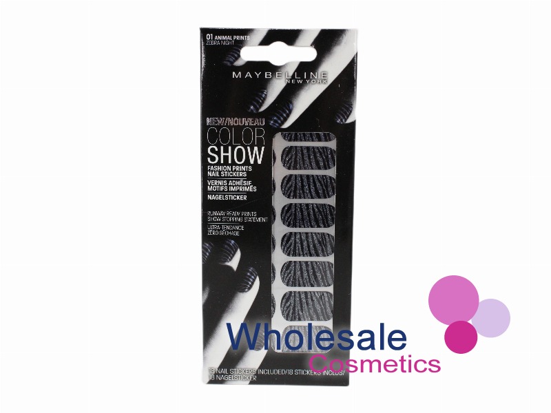 12 x Maybelline Colorshow Nail Stickers - 01 ZEBRA NIGHT