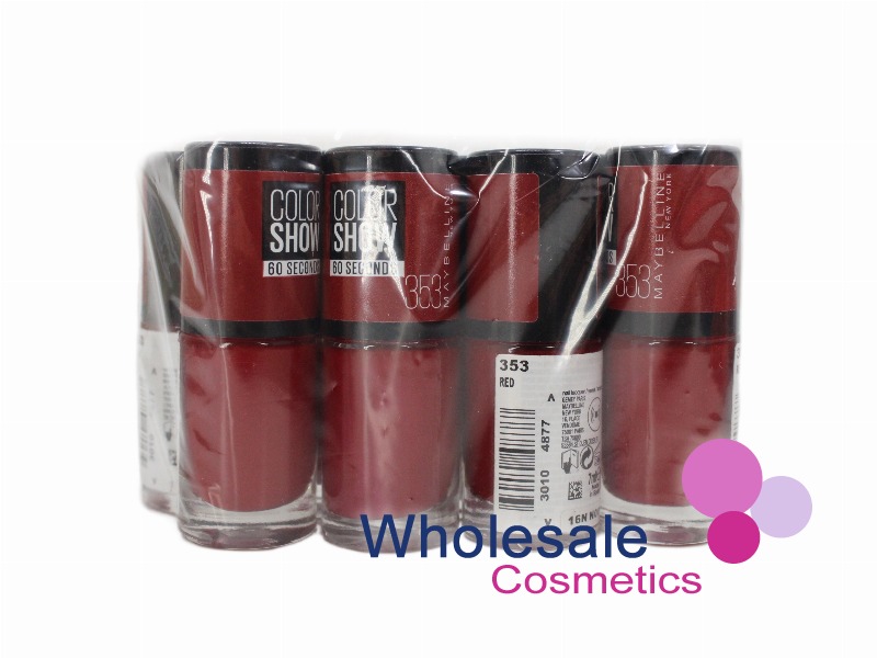 8 x Maybelline Colorshow 60 Seconds Nail Polish - 353 RED