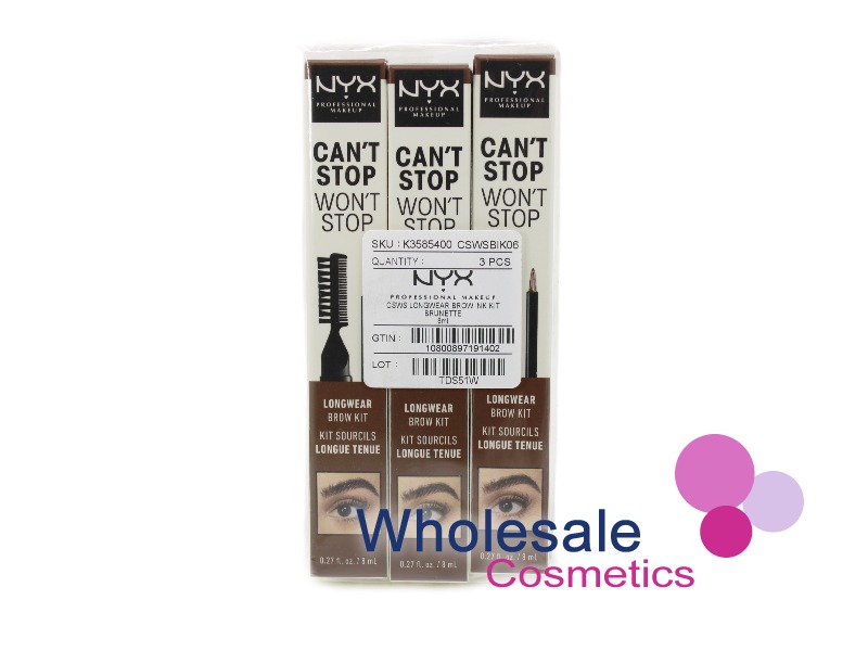 6 x NYX Can't Stop Won't Stop Longwear Brow Kit - 06 BRUNETTE