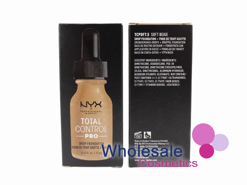 6 x NYX Total Control Drop Pro Foundation - 7.5 SOFT BEIGE