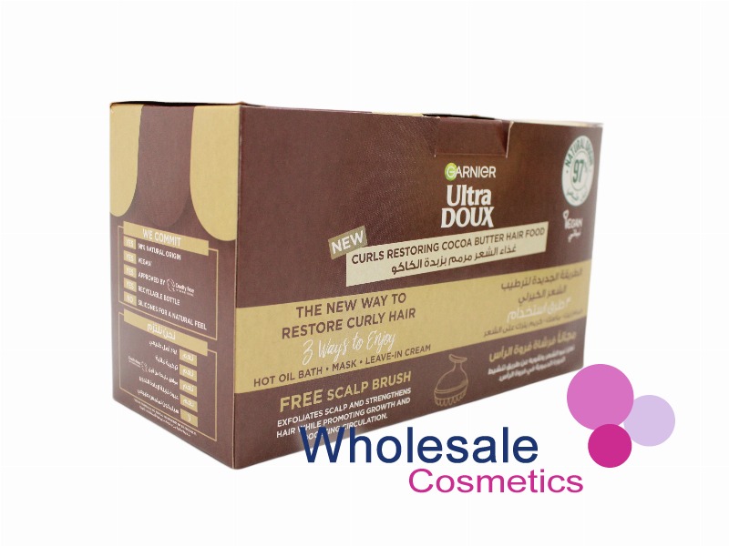 8 x Garnier Ultra Doux 3 in 1 Curls Restoring Hair Food - COCOA BUTTER + FREE SCALP BRUSH