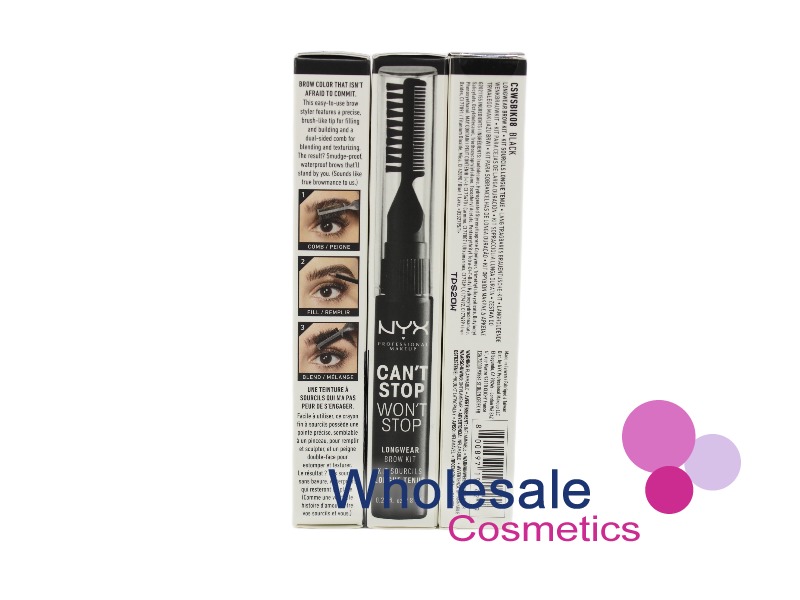 6 x NYX Can't Stop Won't Stop Longwear Brow Kit - 08 BLACK