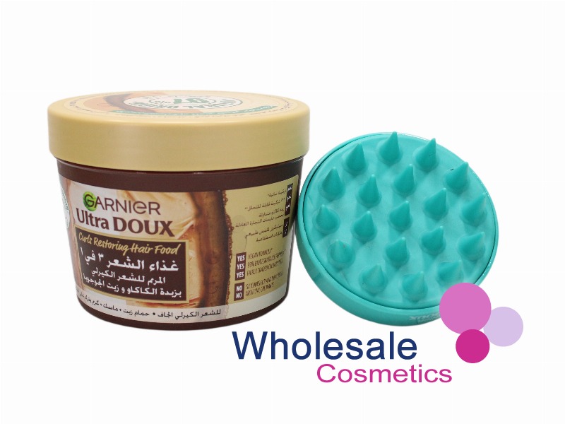 8 x Garnier Ultra Doux 3 in 1 Curls Restoring Hair Food - COCOA BUTTER + FREE SCALP BRUSH