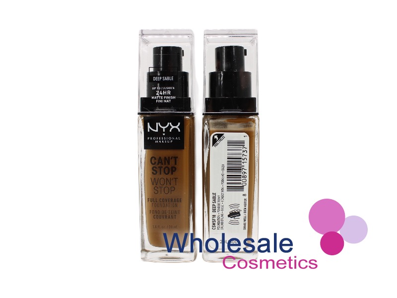 6 x NYX Professional Can't Stop Won't Stop Foundation Full Coverage - 18 DEEP SABLE